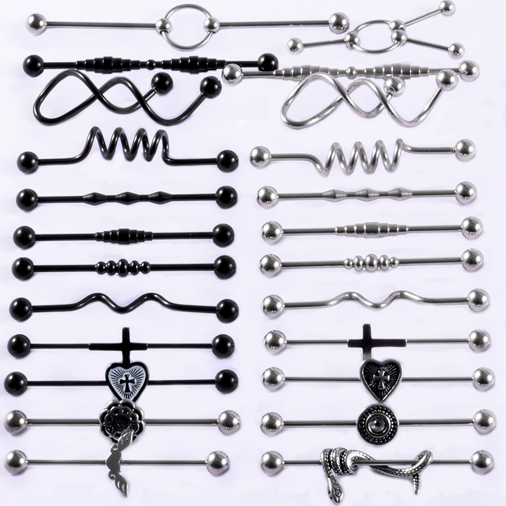 Body Jewelry Industrial - 1Pcs 외과 강철 뱀 산업용 바벨