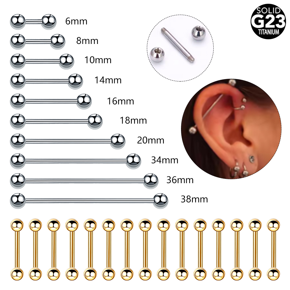 Body Jewelry Industrial - 티타늄 외부 스레드 혀 나선 피어싱,