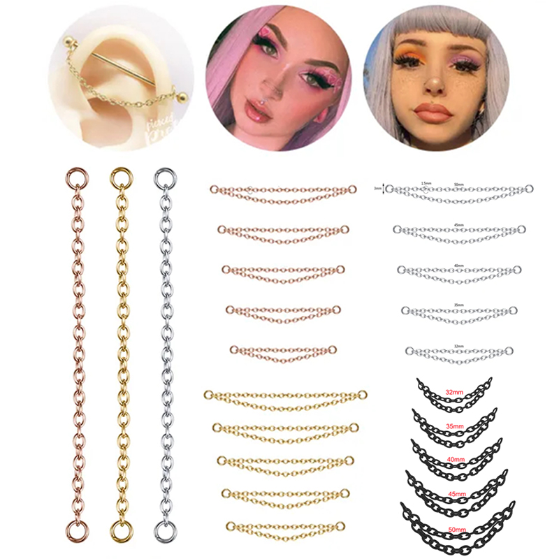 Body Jewelry Industrial - 1PC 실버/골드 컬러 코 체인 쥬얼리