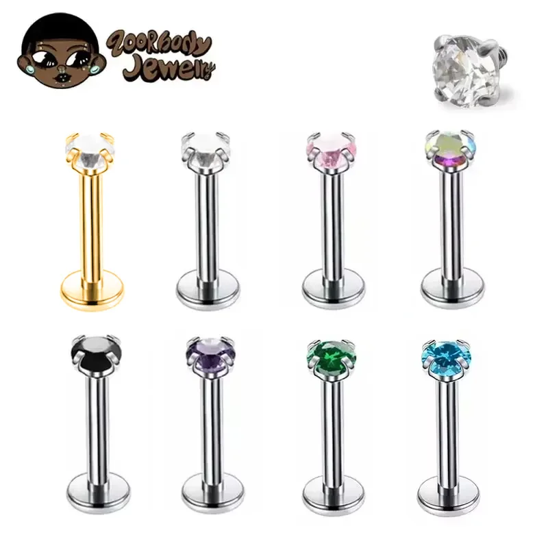 Zoor Body Jewelry - 1Pcs G23 티타늄 피어싱 CZ 보석