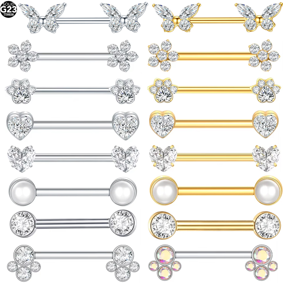 Zoor Body Jewelry - 1개 G23 티타늄 니플 링 스트레이트