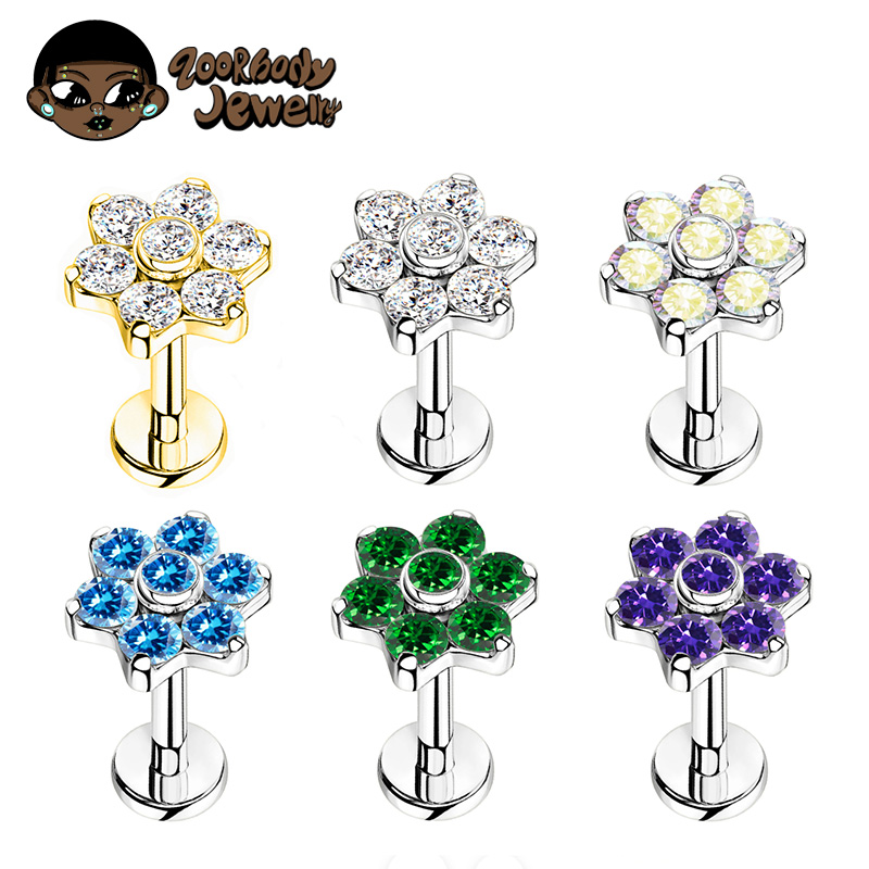 Zoor Body Jewelry - ASTM F136 티타늄 플라워 피어싱 16G