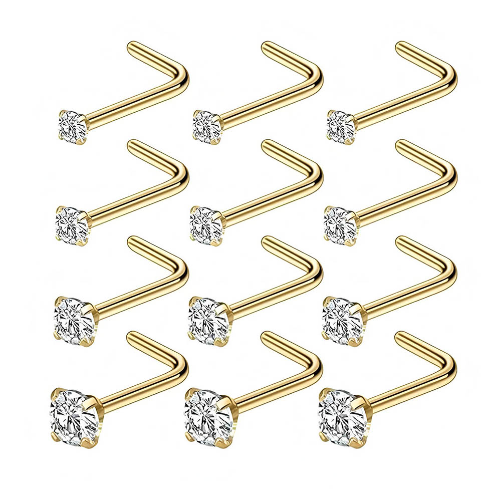 Body Jewelry Kit - 12피스 풀세트 316L 저자극성 L자형 코걸이