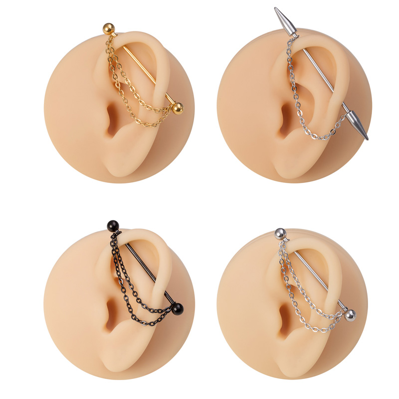1pc 산업 피어싱 바벨 체인 연골 귀걸이 긴 귀 스터 - Body Jewelry Industrial 리뷰 및 가격