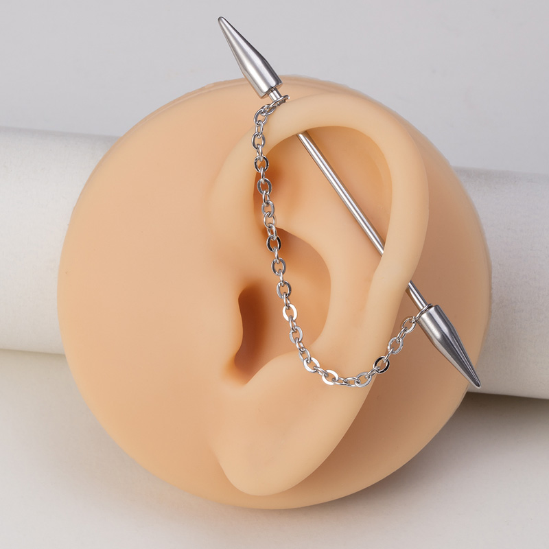 1pc 산업 피어싱 바벨 체인 연골 귀걸이 긴 귀 스터 - Body Jewelry Industrial 리뷰 및 가격