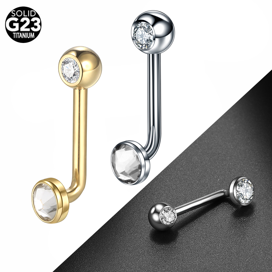1PC G23 티타늄 CZ 곡선 바벨 크리스티나 수직  - Body Jewelry Vch 리뷰 및 가격