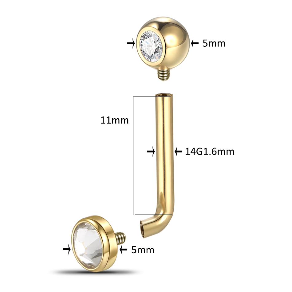 1PC G23 티타늄 CZ 곡선 바벨 크리스티나 수직  - Body Jewelry Vch 리뷰 및 가격