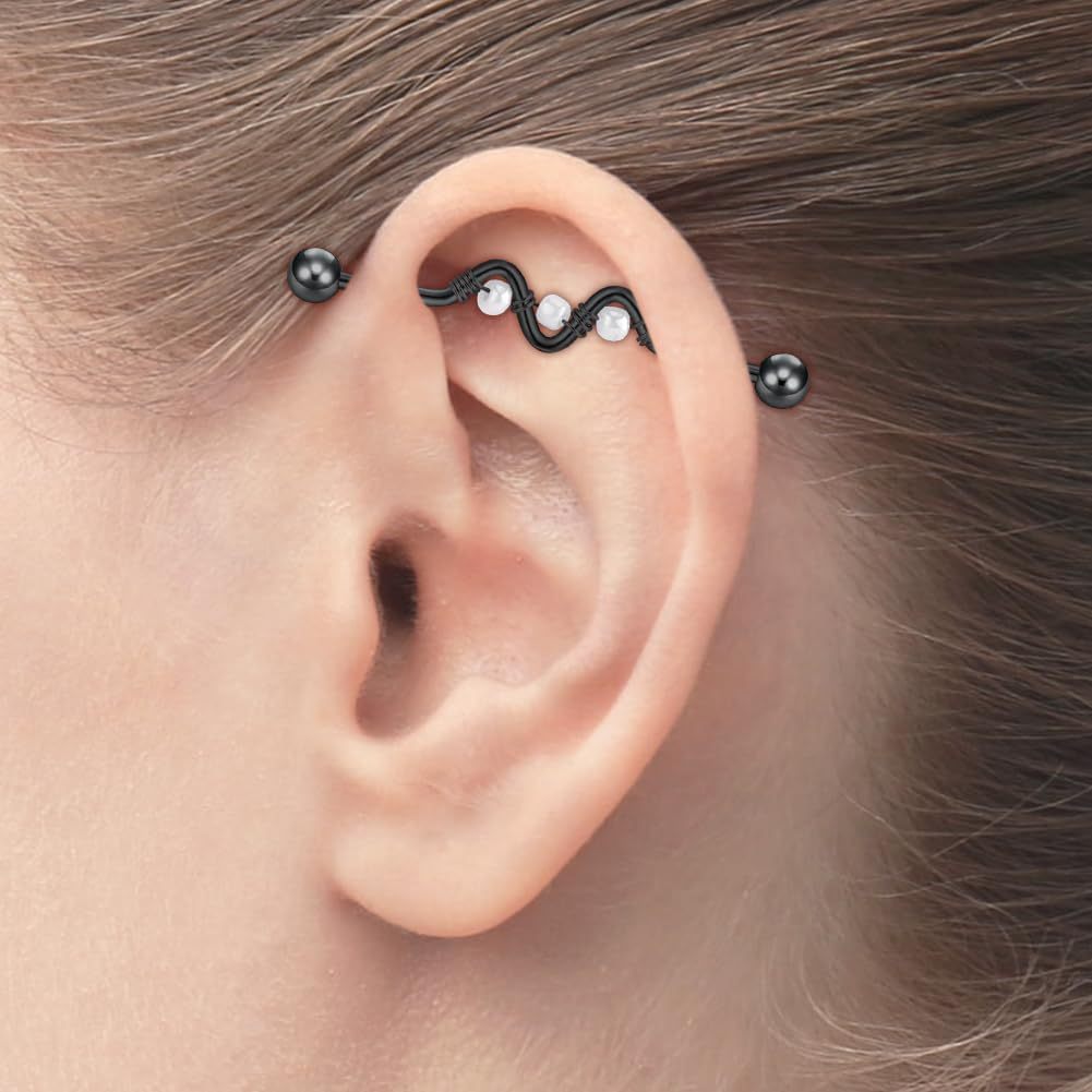8개입 14G 스테인리스 스틸 산업용 바벨 귀걸이 연골 - Body Jewelry Industrial 리뷰 및 가격