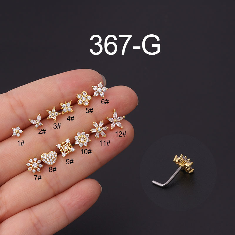 1Pc L 모양의 코 스터드 스테인레스 스틸 코 링 피 - Body Jewelry Indian 리뷰 및 가격