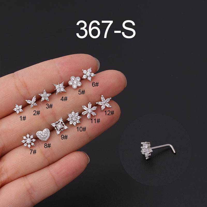1Pc L 모양의 코 스터드 스테인레스 스틸 코 링 피 - Body Jewelry Indian 리뷰 및 가격