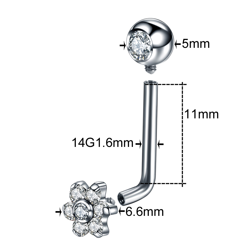 1pc 14G 티타늄 꽃 크리스티나 피어싱 바벨 VCH - Body Jewelry Vch 리뷰 및 가격