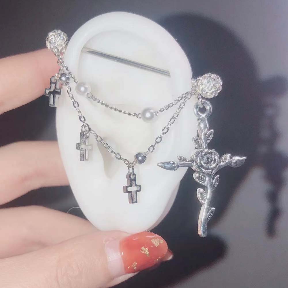 1PC 산업용 비계 바벨 귀 피어싱 바 외과 강철 체인 - Body Jewelry Industrial 리뷰 및 가격