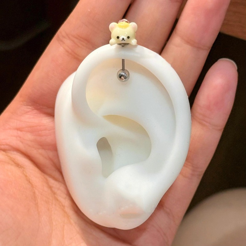 귀여운 리락쿠마 스터드 귀걸이 티타늄 스틸 만화 캐릭터 - Body Jewelry Kit 리뷰 및 가격