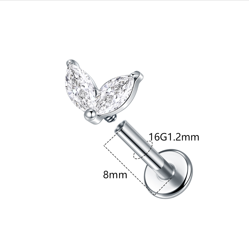1pc 티타늄 화이트 그린 지르콘 스터드 귀걸이 여성용 - Zoor Body Jewelry 리뷰 및 가격