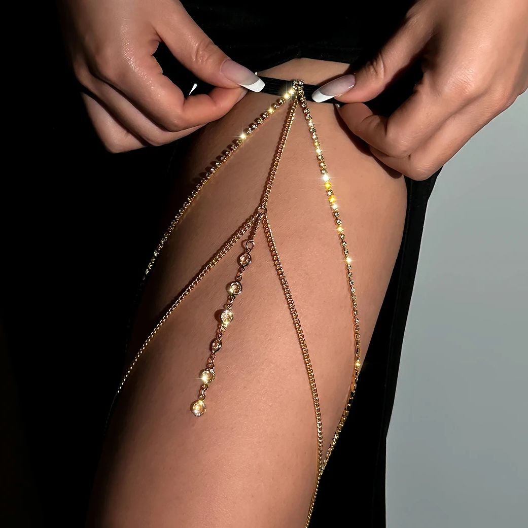 섹시한 반짝 이는 크리스탈 다층 술 다리 체인 여성을위 - Body Jewelry Thigh Chain 리뷰 및 가격