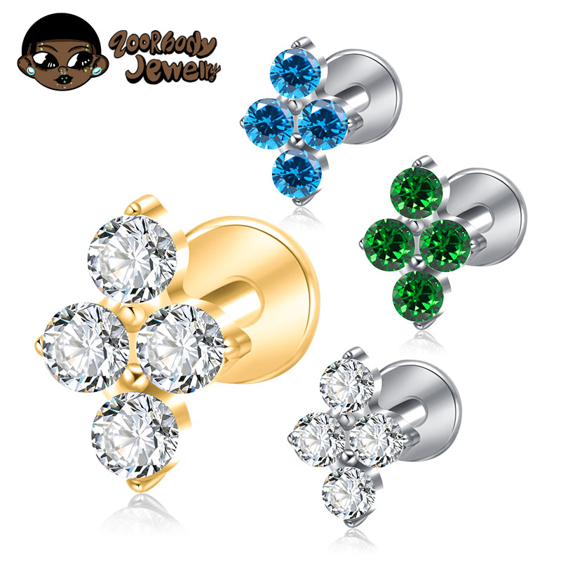 ASTM F136 티타늄 피어싱 16G CZ Labre - Zoor Body Jewelry 리뷰 및 가격