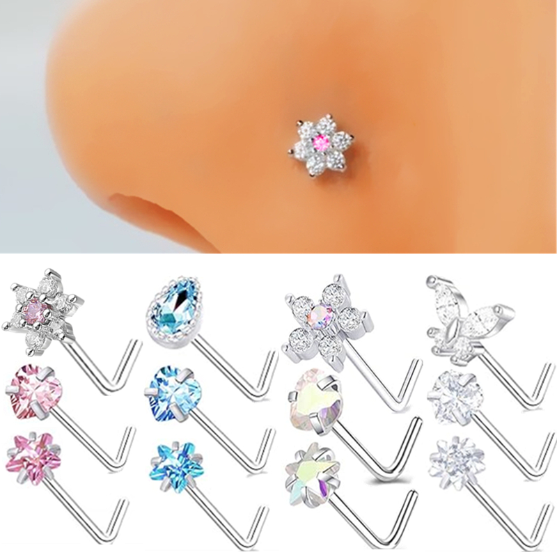 3PC 스테인레스 스틸 꽃 모양 코 피어싱 스터드 세트 - Body Jewelry Indian 리뷰 및 가격