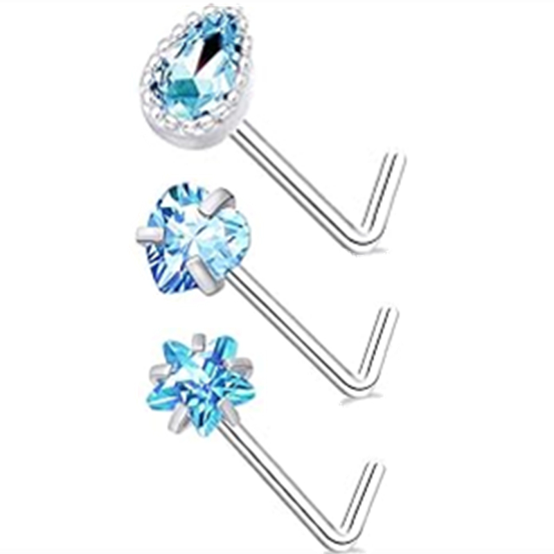 3PC 스테인레스 스틸 꽃 모양 코 피어싱 스터드 세트 - Body Jewelry Indian 리뷰 및 가격