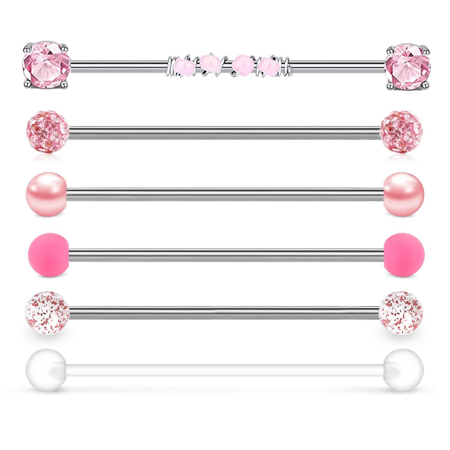 1pc/6pcs 14G 38mm 스테인리스 산업 바벨  - Body Jewelry Industrial 리뷰 및 가격
