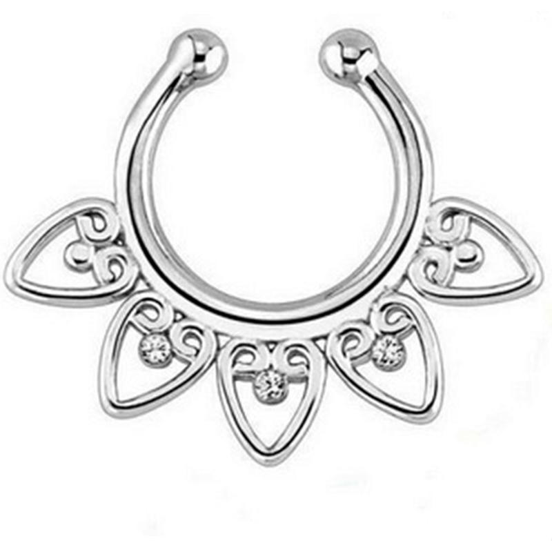 여성을 위한 코에 걸림 인도 크리스탈 패션 클립 후프  - Body Jewelry Indian 리뷰 및 가격