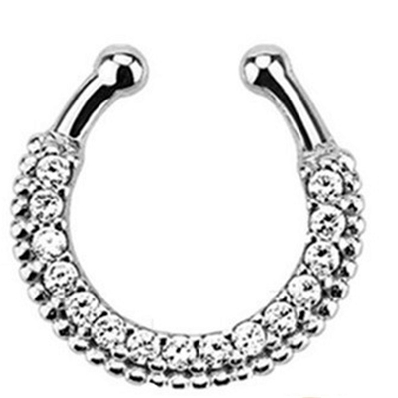 여성을 위한 코에 걸림 인도 크리스탈 패션 클립 후프  - Body Jewelry Indian 리뷰 및 가격