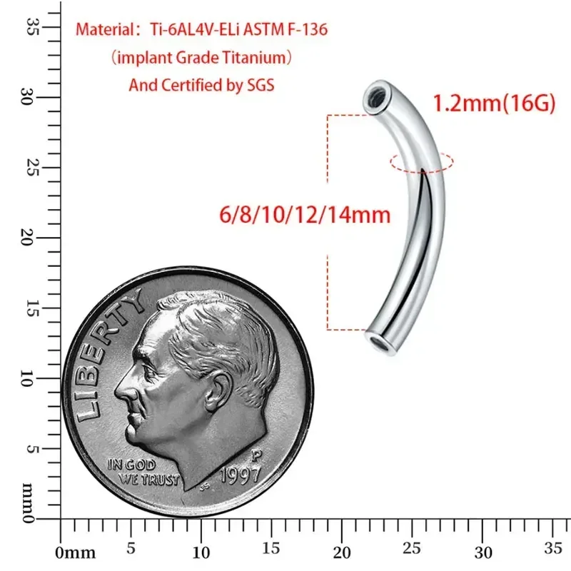 10 개/몫 ASTM F136 티타늄 내부 스레드 눈썹 - Zoor Body Jewelry 리뷰 및 가격