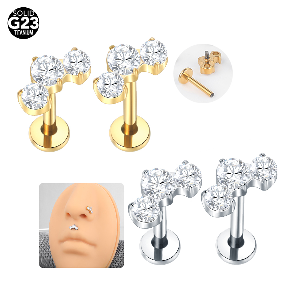 1/5PCS 티타늄 피어싱 CZ Labret 립 링 크 - Zoor Body Jewelry 리뷰 및 가격