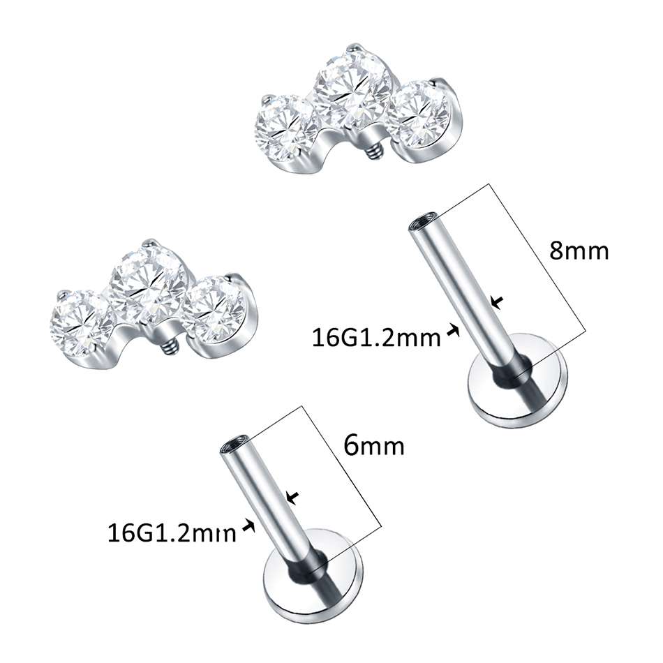 1/5PCS 티타늄 피어싱 CZ Labret 립 링 크 - Zoor Body Jewelry 리뷰 및 가격