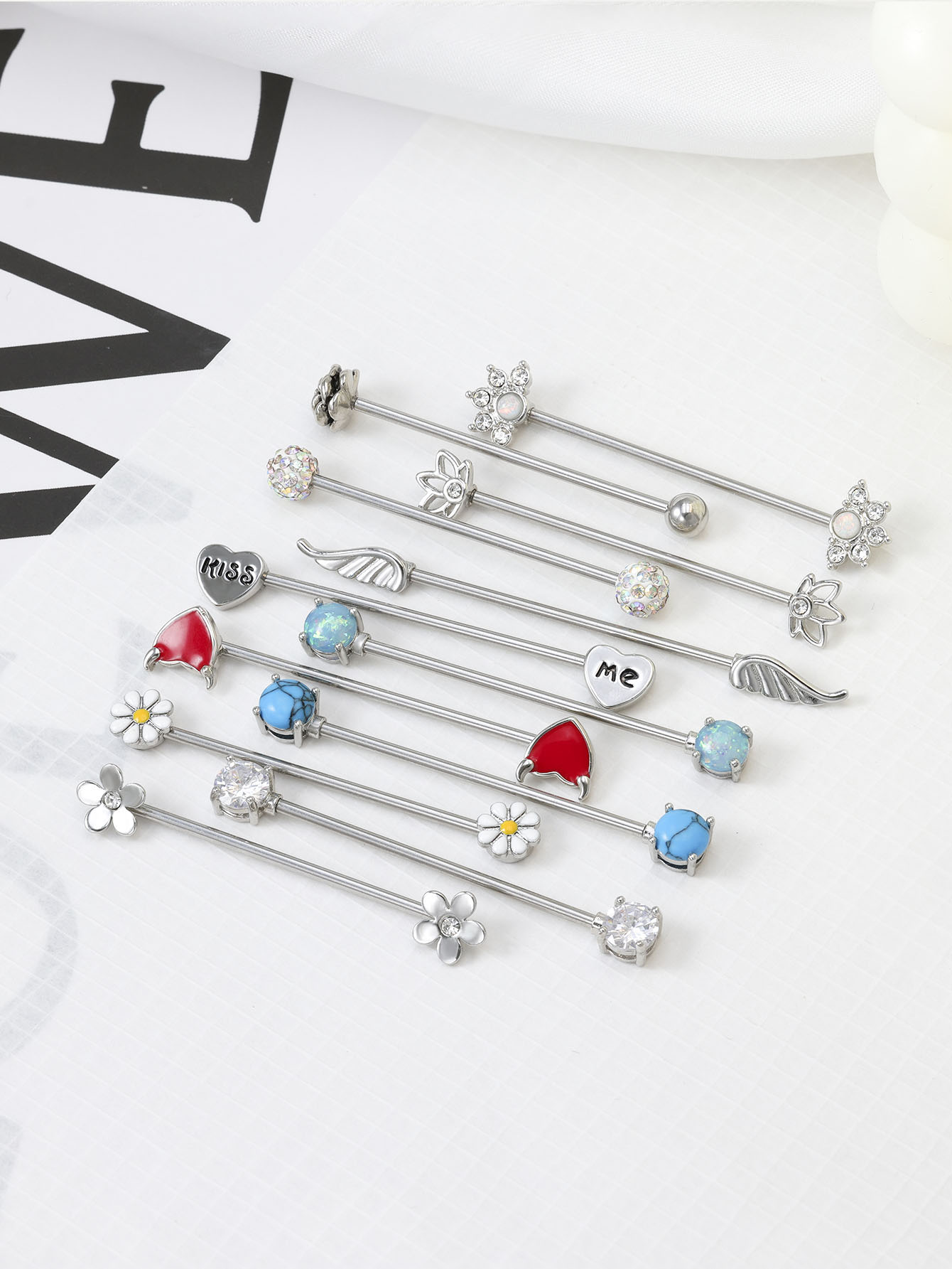16G 화살표 하트 산업용 바벨 외과 강철 짧은 연골  - Body Jewelry Industrial 리뷰 및 가격