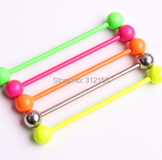 2 조각 14G 1.6mm 혀 반지 네온 달콤한 캔디  - Body Jewelry Industrial 리뷰 및 가격