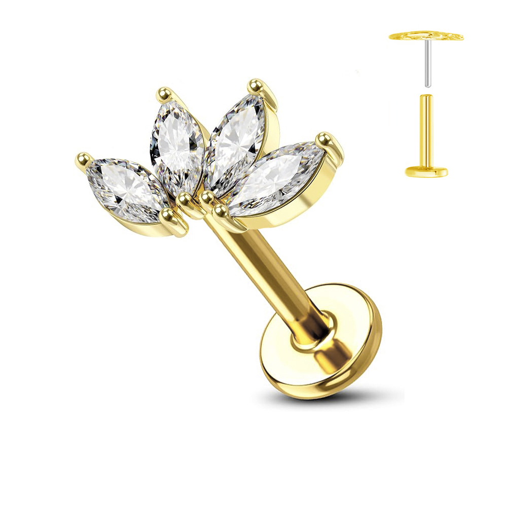 ASTM F136 G23 티타늄 꽃 나사없는 귀걸이 피 - Zoor Body Jewelry 리뷰 및 가격