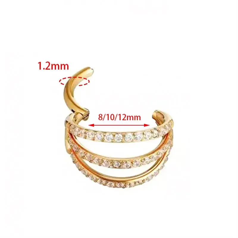 G23 티타늄 힌지 세그먼트 코 링 3 레이어 CZ S - Zoor Body Jewelry 리뷰 및 가격