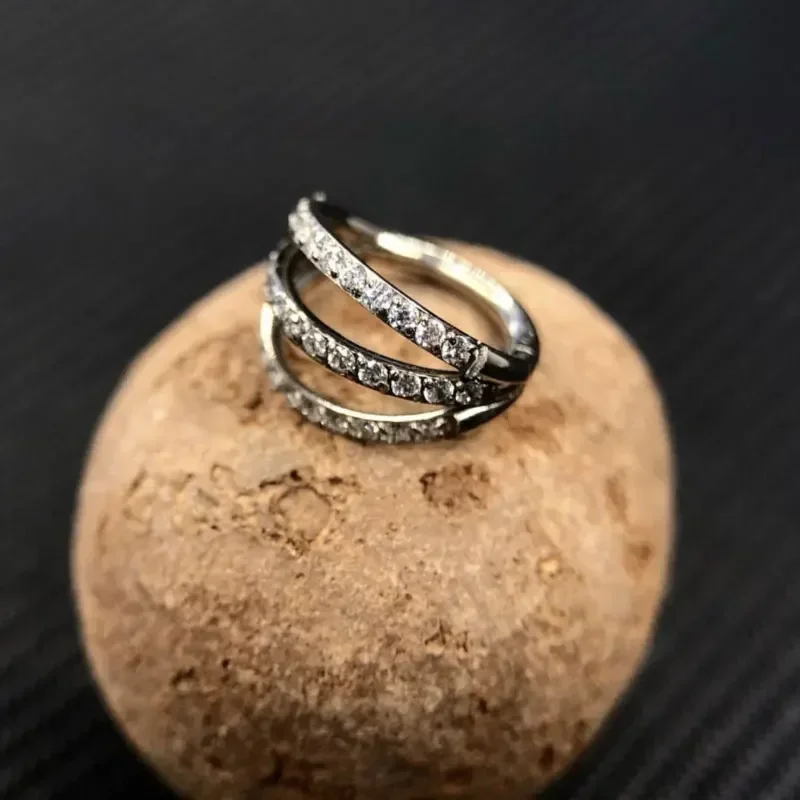 G23 티타늄 힌지 세그먼트 코 링 3 레이어 CZ S - Zoor Body Jewelry 리뷰 및 가격