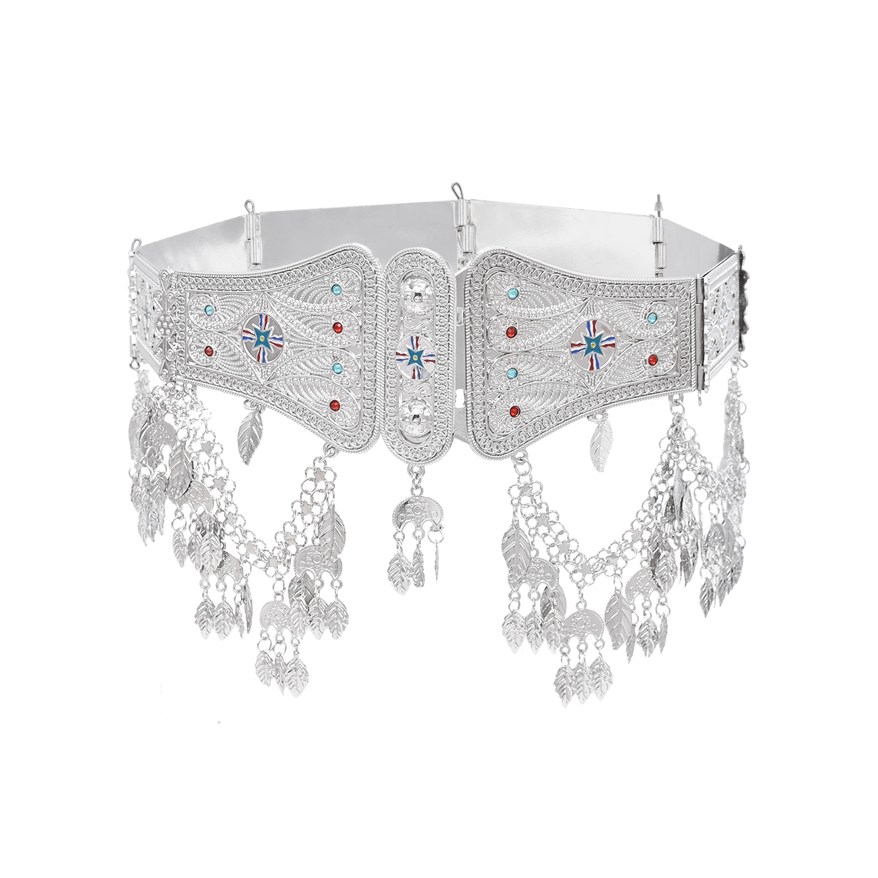 실버 도금 모로코 Caftan 벨트 심장 장식 조각 술 - Body Jewelry Indian 리뷰 및 가격