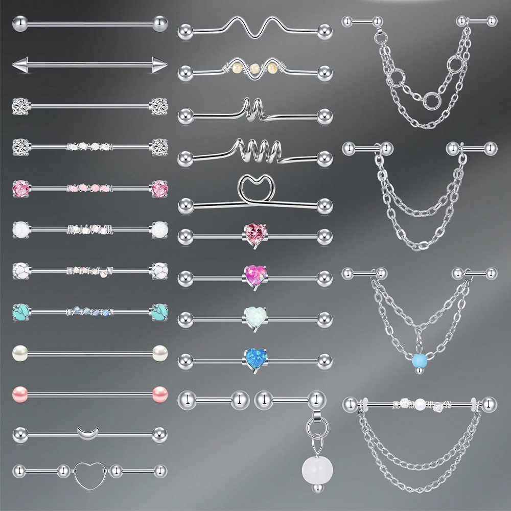 14G 산업용 바벨 연골 귀걸이 바디 피어싱 주얼리 3 - Body Jewelry Industrial 리뷰 및 가격