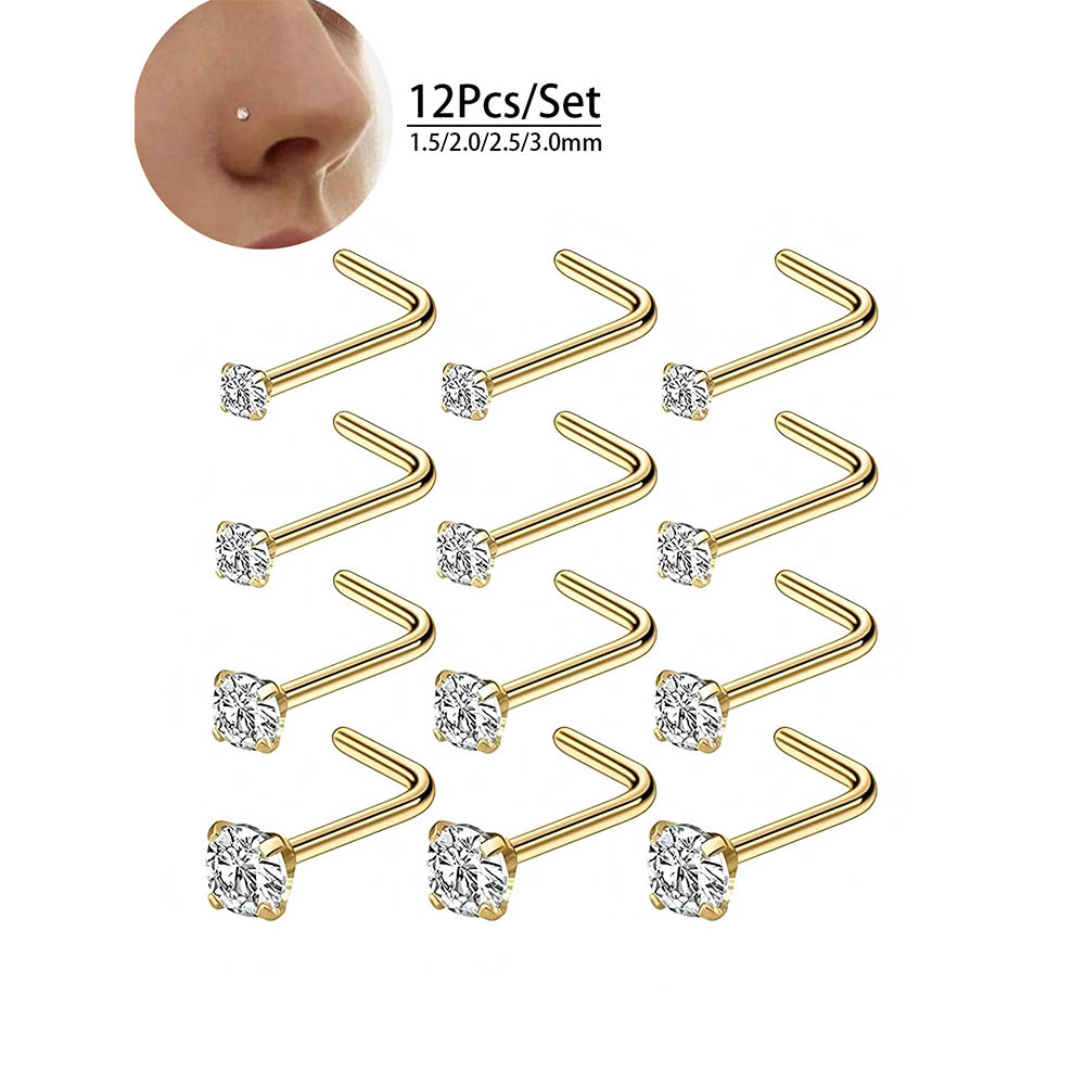 12피스 풀세트 316L 저자극성 L자형 코걸이 다양한 - Body Jewelry Kit 리뷰 및 가격