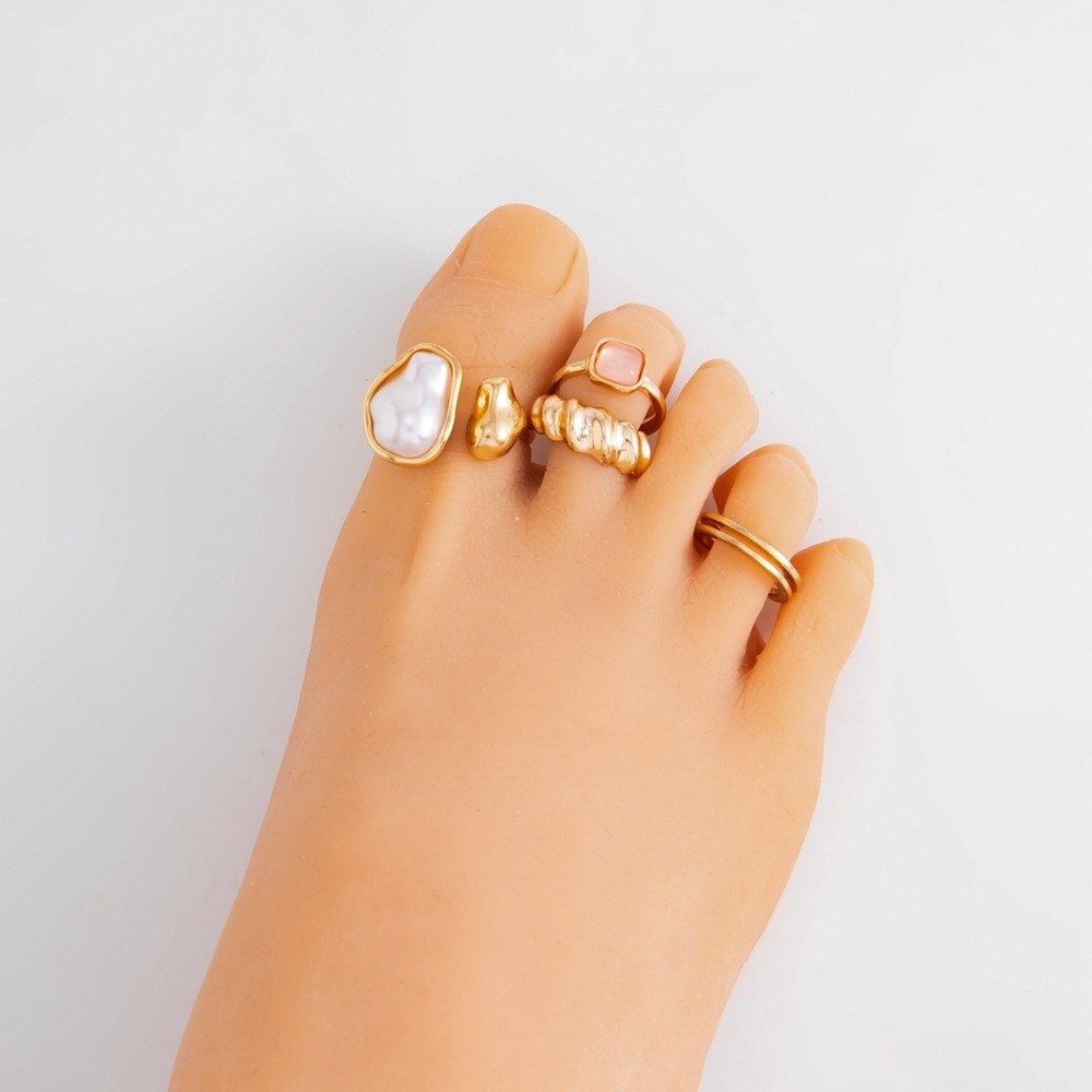 불규칙 진주 발가락 반지 세트, 금속 표면 보석 장식  - Body Jewelry Kit 리뷰 및 가격